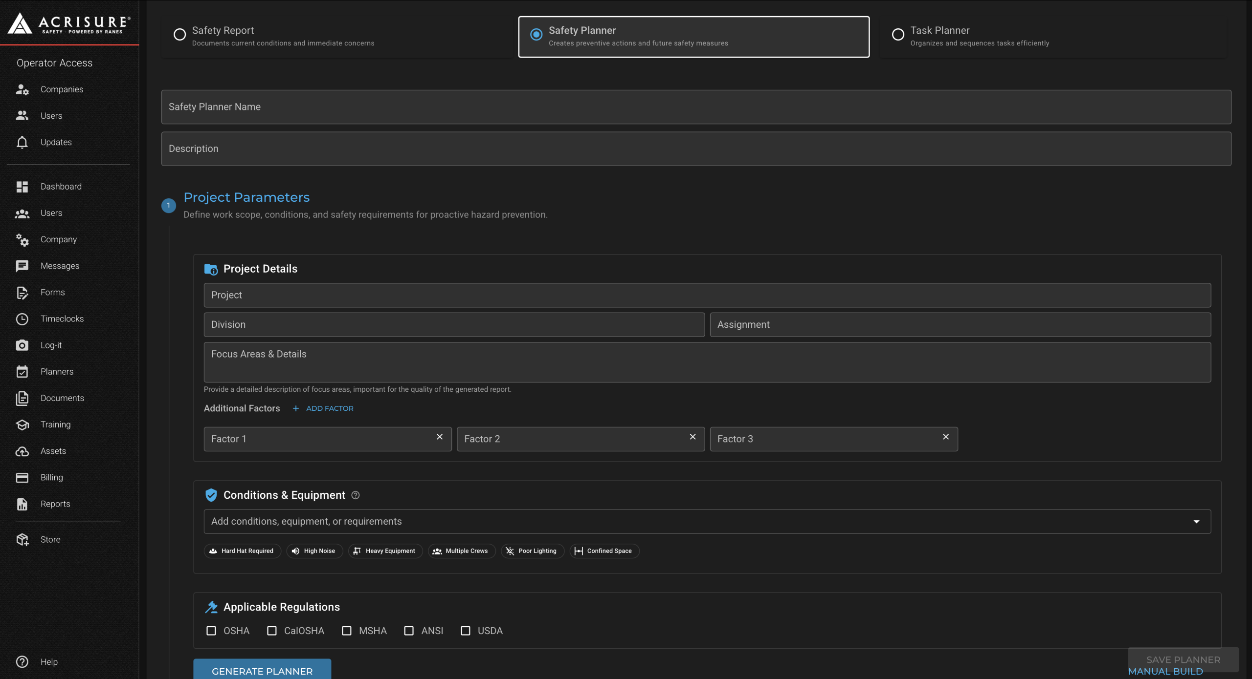 Planner Selection Overview